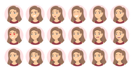 Woman emotions set.のイラスト素材