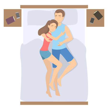 Couple daily routine - sleeping.のイラスト素材