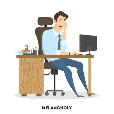 Emotional man at office.のイラスト素材