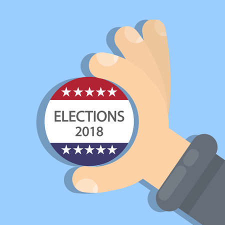 American election campaign illustration on blue background.のイラスト素材