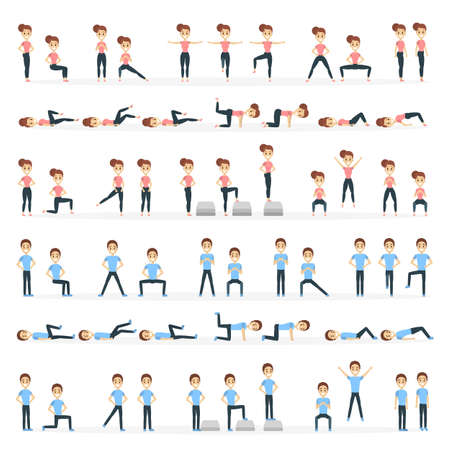 People doing fitness.のイラスト素材