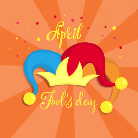 April fools day with clown hat illustration on light background.のイラスト素材
