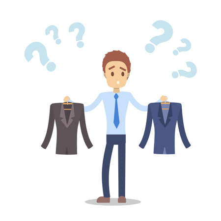 Businessman deciding what to wear.のイラスト素材
