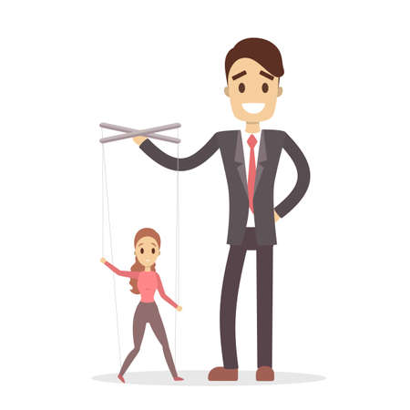 Manipulation of woman by a man.のイラスト素材
