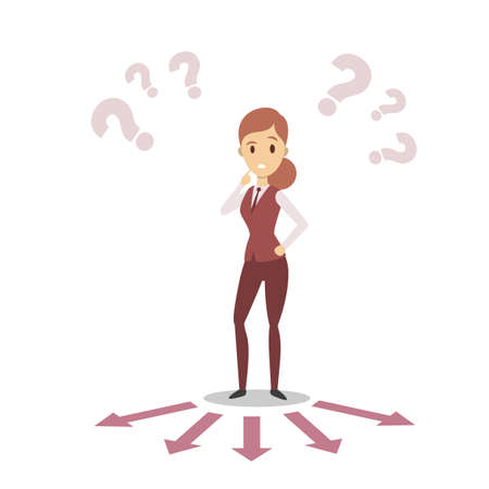 Woman trying to choose concept vector illustration.のイラスト素材