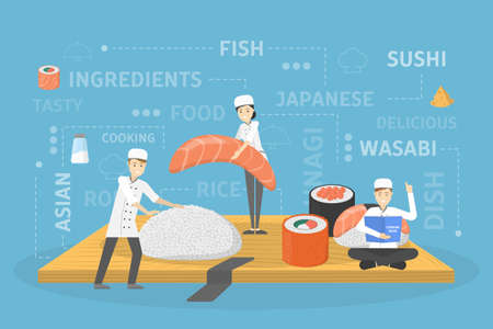 Cooking giant sushi.のイラスト素材