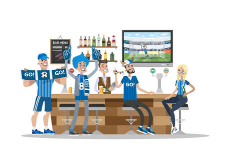 Football fans in bar.のイラスト素材