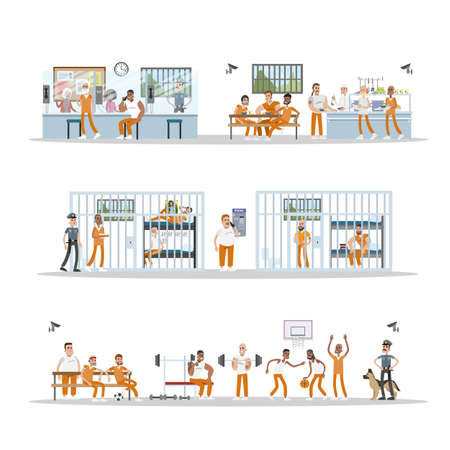 Male prison interior.のイラスト素材