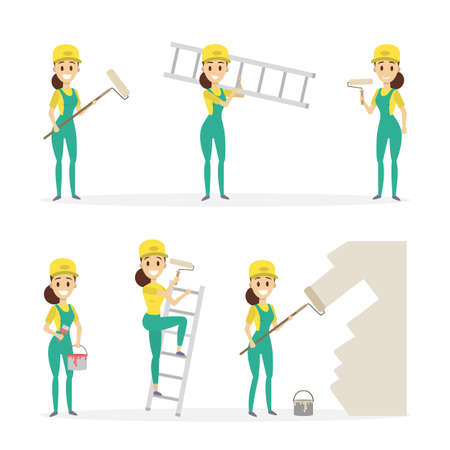 Woman painter set.のイラスト素材