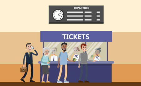 Bying tickets at terminal.