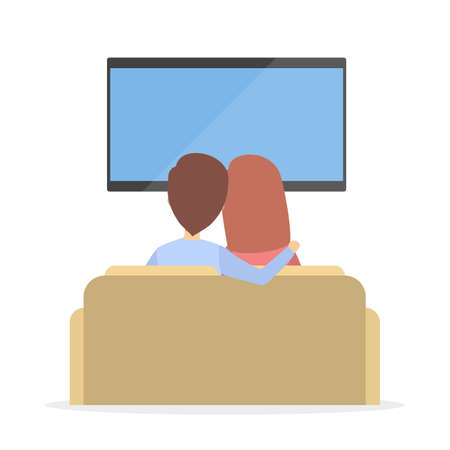 Couple watching TV.のイラスト素材