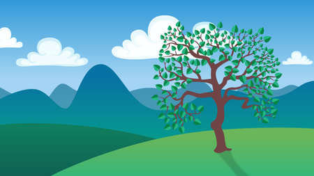 Colorful art of spring tree illustration.のイラスト素材