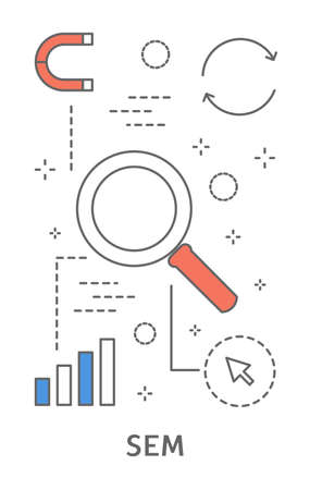 Digital marketing line illustration with using areas.のイラスト素材
