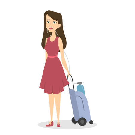 Disabled people. Isolated woman with breathing equipmentのイラスト素材