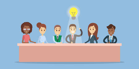 Businessman with idea sitting on a meeting at office.のイラスト素材