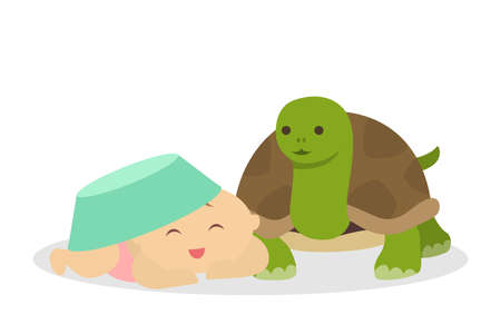 Babies with animals.のイラスト素材