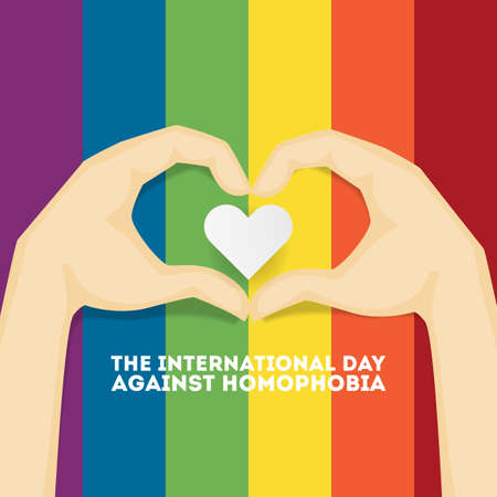 Day against homophobia greeting cards with rainbow sign.のイラスト素材