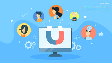 Computer with magnet. Idea of digital marketing.のイラスト素材