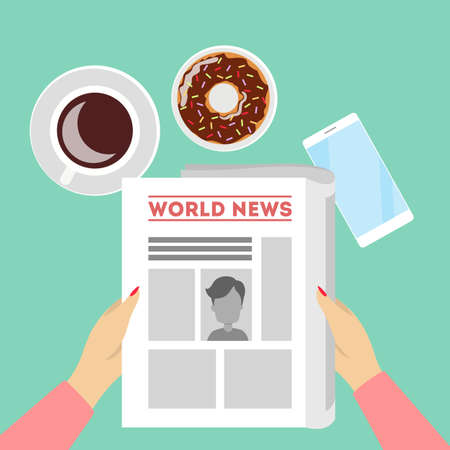 Newspaper for breakfast.のイラスト素材