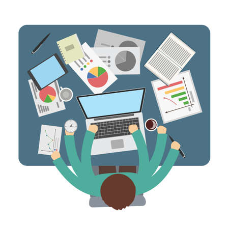 Businessman with many hands.のイラスト素材