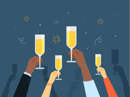 Hands with champagne.のイラスト素材