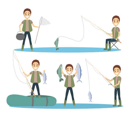 Man fishing set.のイラスト素材