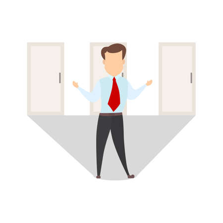 Business choice set. Man choosing the rigt way.のイラスト素材