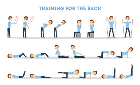 Fitness exercises set.のイラスト素材