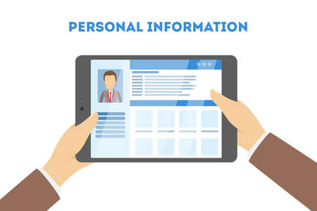 Personal information concept illustration. Data on smartphone.