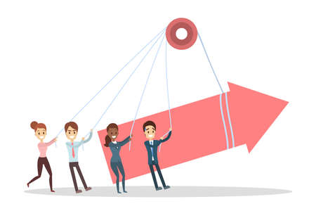 Business people holding and lifting an arrow.のイラスト素材
