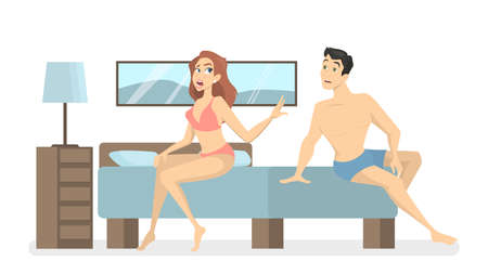 Sexual problems in bed.のイラスト素材