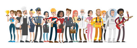 Professions men and women. People standing on white.のイラスト素材