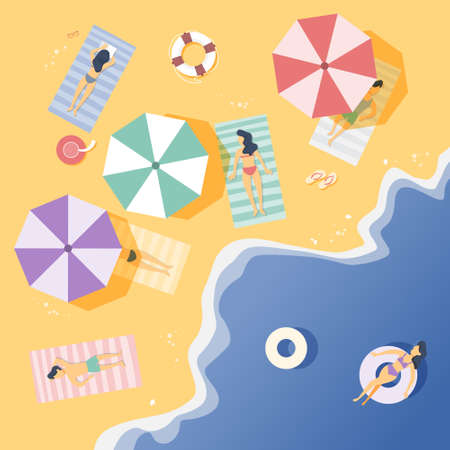 People on the beach.のイラスト素材