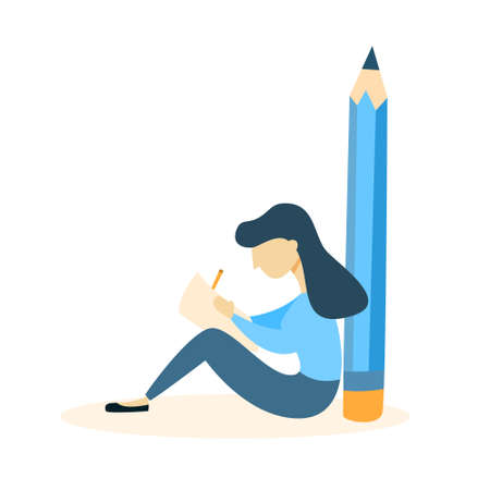 Woman with pencil.のイラスト素材