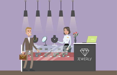 Jewelry store interior.のイラスト素材