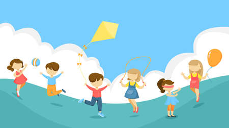 Playing kids set.のイラスト素材