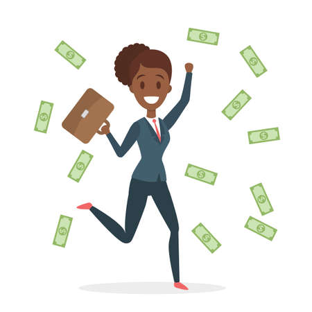 Businesswoman with money rain.のイラスト素材