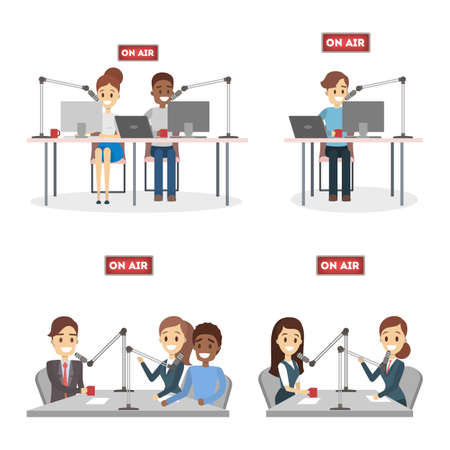 Radio presenters set.のイラスト素材