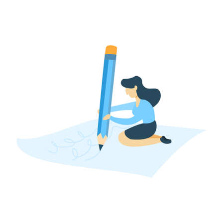 Woman with pencil.のイラスト素材