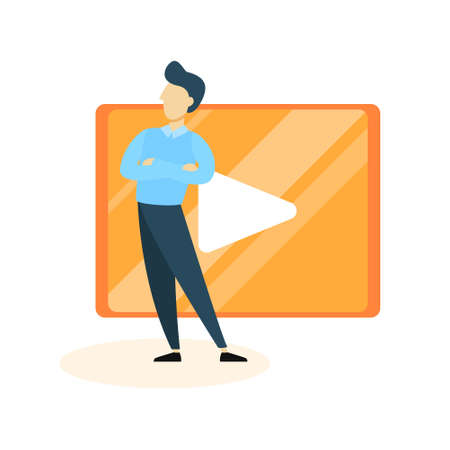 Man with play button.のイラスト素材