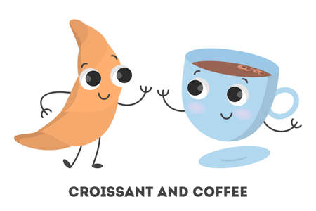 Coffee and croissant.のイラスト素材