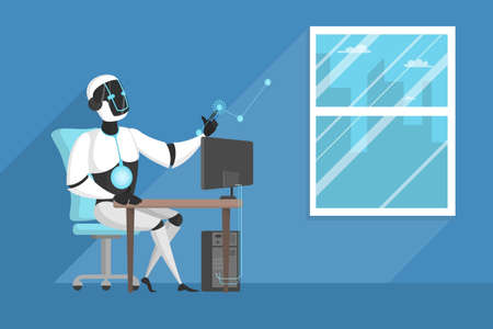 Robot working at office.のイラスト素材