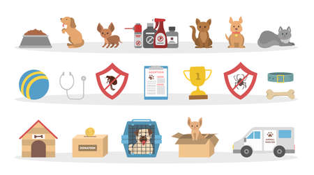 Pets vet icons set.のイラスト素材