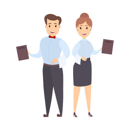 Isolated waiters couple.のイラスト素材