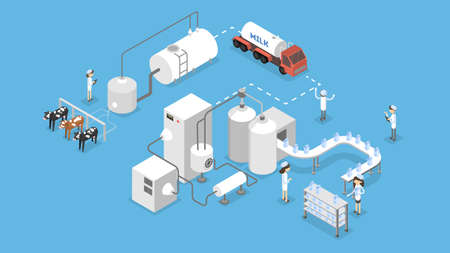 Milk production illustration.のイラスト素材