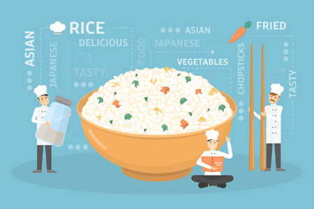 Cooking giant rice bowl.のイラスト素材