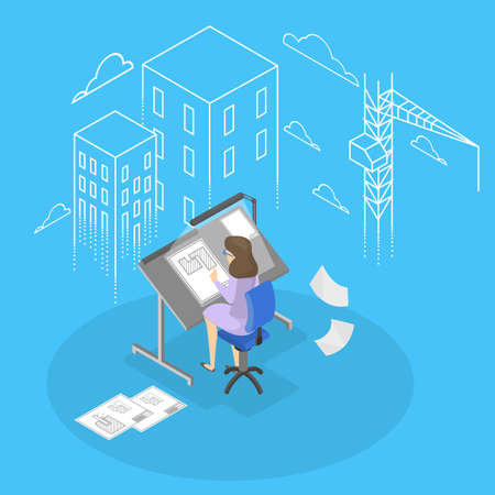 Female engineer and architecturer.のイラスト素材