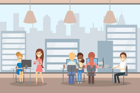 Coworking space with group of creative peopleのイラスト素材