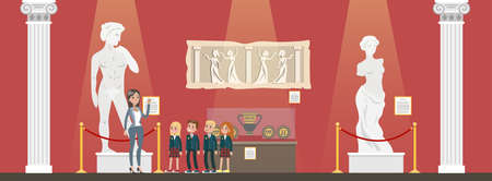 Group of children at the museumのイラスト素材