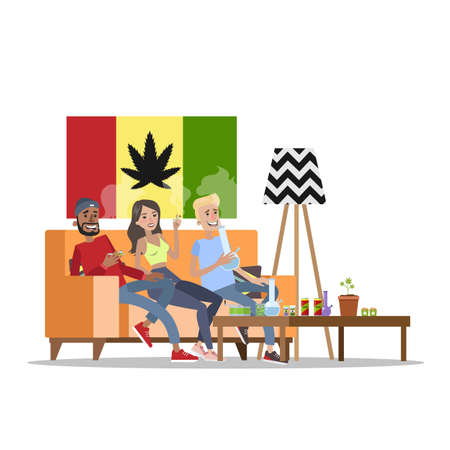 Adults smoking weedのイラスト素材